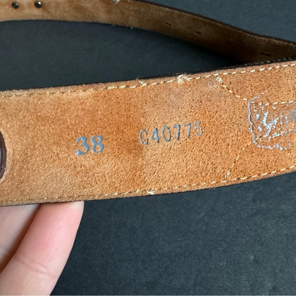 Ostrich Leather Belt Mens 38 Cowhide Exotic Studded Embellished Cowboy Western - Picture 9 of 15